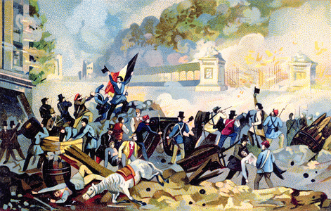 Wallonian volunteers attacking on 23rd October 1830 during the Dutch invasion of Belgium to try to reassert control (colour litho)