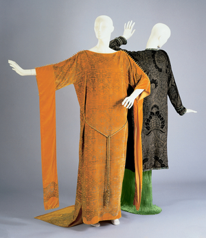 Dress and sash and evening coat (mixed media)