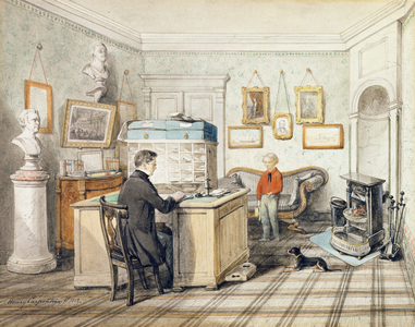 Interior of an office of works, 1852 (w/c on paper)