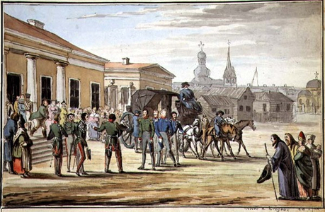Russian Soldiers Arriving at Krasnoy, 1818 (w/c on paper)