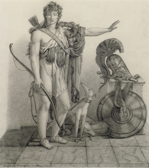 Hippolytus, 1832, after a painting by Baron Pierre Narcisse Guerin (1774-1833) (charcoal on paper)