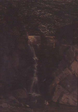 Waterfall in a Woodland Landscape, 1876 (oil on canvas)