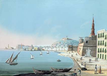 View of Naples from the Carmine, c.1845 (gouache on paper)