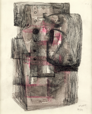 Drawing for stone sculpture, 1959 (chalk and w/c on paper)