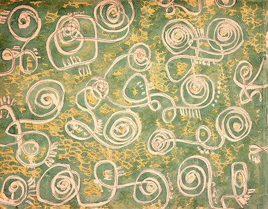 Abstract design (pencil, crayon and watercolour on paper)