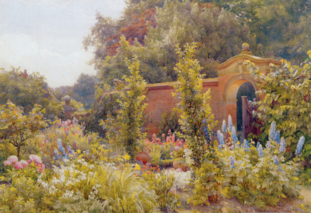 Herbaceous Border, Hampton-In-Arden Manor, Warwickshire, 1908 (w/c)