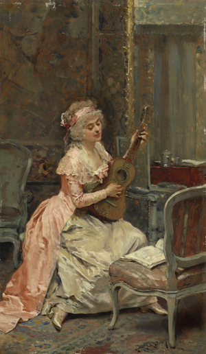 Woman with a Guitar, c.1870 (oil on panel)