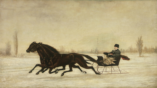 David Marsh in Horse-Drawn Sleigh in a Winter Landscape, 1880 (oil on canvas)