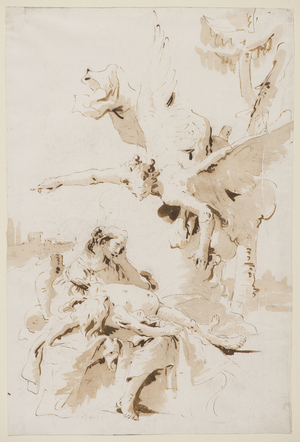 Hagar and Ishmael in the Wilderness, c.1725 (pen, brush & brown ink & wash over black chalk on paper)