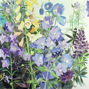 Delphiniums and Foxgloves (pastel on paper)