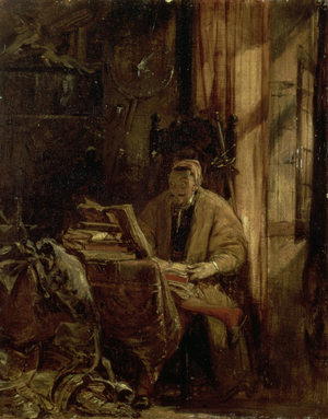 Don Quixote in his Study (oil on canvas)