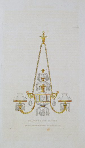 Drawing Room Lustre (pl. 121) from Ackermann's "Repository of Arts, Literature, Commerce, Manufactures, Fashion and Politics", pub. from 1809-28