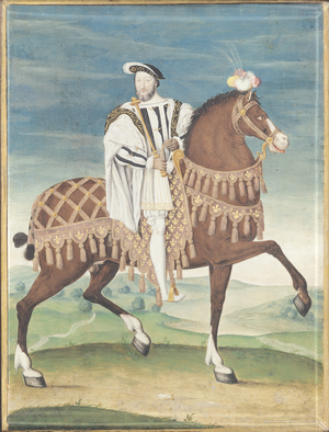 Equestrian Portrait of Francois I (gouache on vellum)