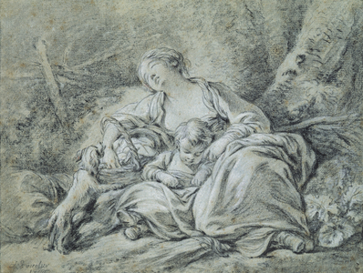 Young Mother at Rest, 1766 (charcoal & white chalk on paper)