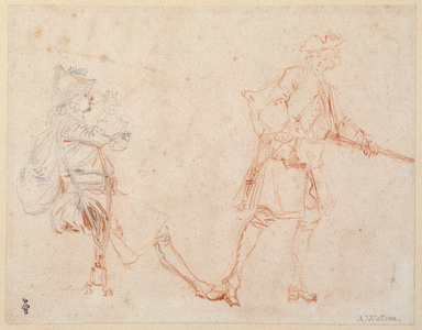Studies of Two Soldiers, c.1712 (pencil and red chalk on paper)