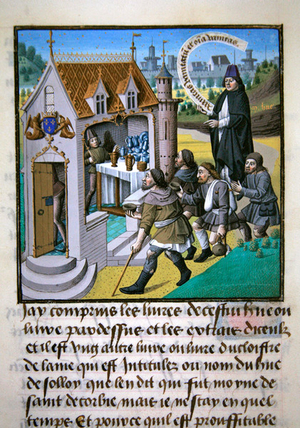 Ms 7ss/1196 fol.250v, St. Hugh of Grenoble, from Le Miroir Historial, by Vincent de Beauvais (vellum)