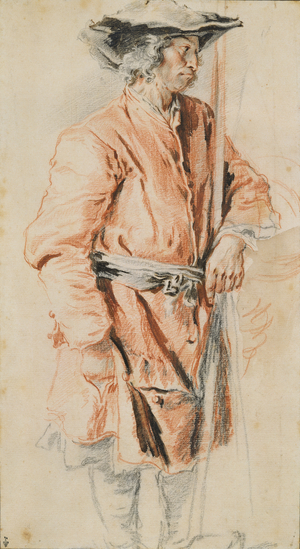 Study of a Standing Man (black & red chalk with w/c on paper)