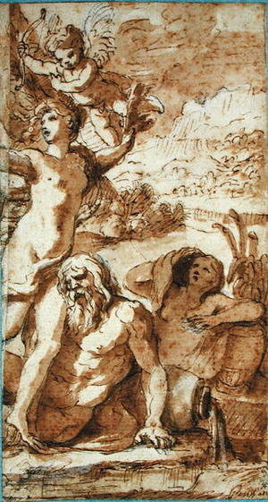 Daphne and Peneus (pen & brown ink & brown wash on paper) (see also 217661)
