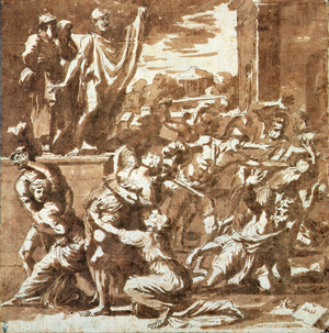 The Rape of the Sabines (pen, brown ink & wash on paper)