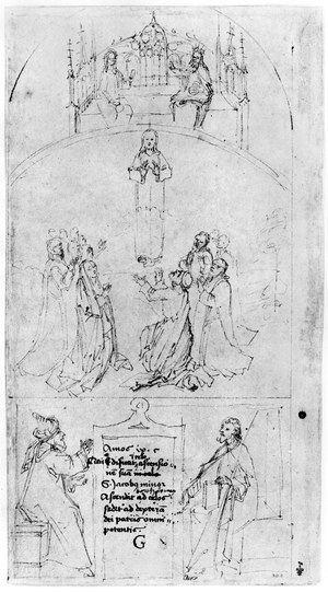 The Ascension (verso of 213292) (pen & ink on paper) (b/w photo)