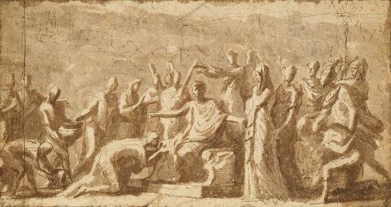 The Continence of Scipio (237-183 BC) (pen & ink wash on paper)