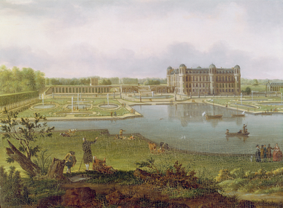 Chantilly in 1781, View from Vertugadin (oil on canvas) (detail)