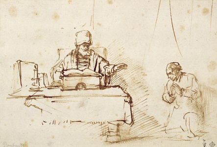 Parable of the Ruthless Creditor (pen & brown ink on paper)
