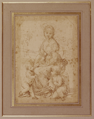 The Virgin with the Infant Christ and St. John the Baptist, after Raphael (pen & ink on paper)