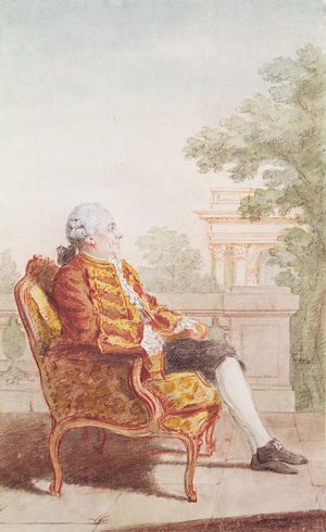 Gerard Binet (1700-80) Baron de Marchais, 1760 (pencil, watercolour & gouache on paper)