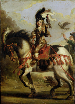 Equestrian Portrait of the Young Louis XIV (1638-1715) Leaving for the Hunt, c.1647 (oil on canvas)