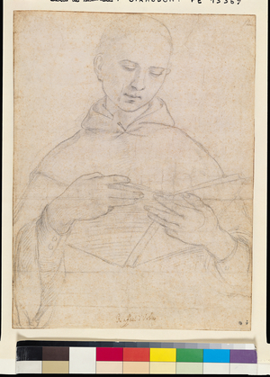Young Monk Reading (charcoal on paper)