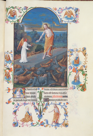 Ms 65/1284 fol.182r The Resurrection of Christ, from the 'Tres Riches Heures du Duc de Berry' (vellum)