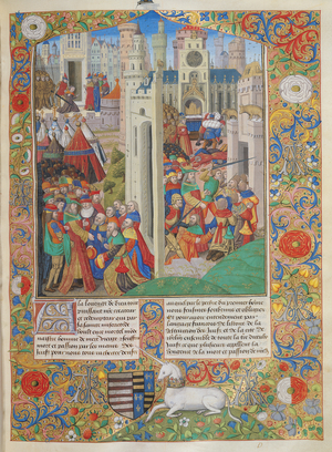 Ms 776/1061 XVIII E 5 f.21 Antiochus and the Seven Maccabees, c.1475-1500 (vellum)
