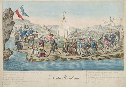 The Journey across the Rhine of the Counter Revolution, 1792 (coloured engraving)