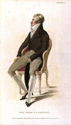 Full Dress of a Gentleman, April 1810 from Ackermann's Repository of Arts, Literature, Commerce, Manufacture, Fashions and Politics'