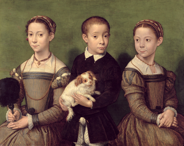 Two Sisters and a Brother of the Artist, 1570-90 (oil on panel)