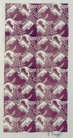 Repeating pattern design for textile printing, c.1920-30 (block print on paper)