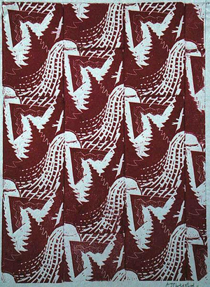 End Paper, Repeating Pattern, c.1920 (lino block print on paper)