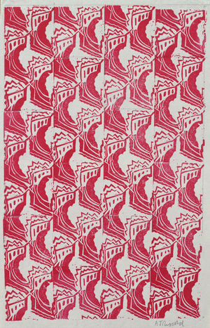 End paper, repeating pattern, c.1920 (lino block print on paper)