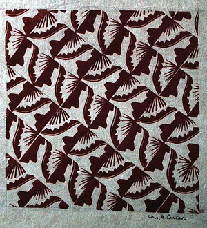 Repeating pattern design for textile printing, c.1925-30 (block print on paper)