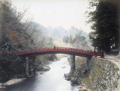 Sacred Bridge at Nikko - Japan 1880-1910 - Hand coloured photo
