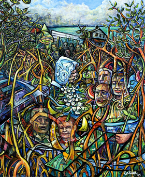The Incorporators:1896, 2005 (acrylic on canvas)