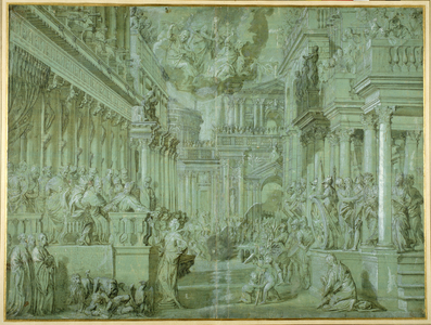 Allegory to celebrate the publication of the Holy League in 1571 (pen & brown wash with heightening)