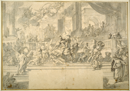 Heliodorus driven from the Temple (pen & ink with wash over chalk on paper)