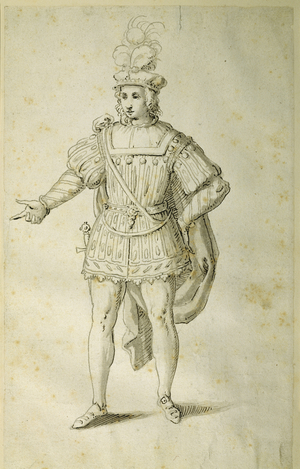 Youth in ancient British costume, c.1611 (pen & ink on paper)