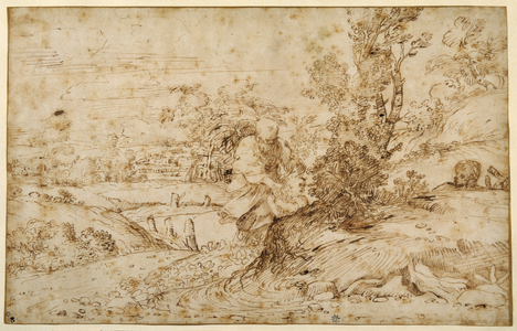 The Return from the Flight (pen & brown ink on paper)