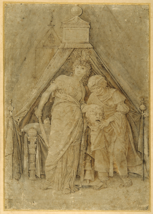 Judith with the head of Holofernes, after Mantegna (pen & brown ink with brown wash)