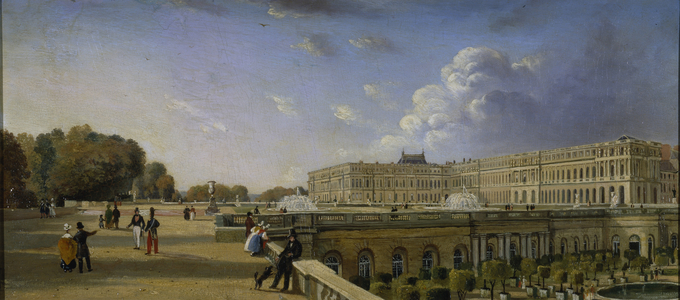 The Palace and Terrace at Versailles, c.1825-35 (oil on panel)