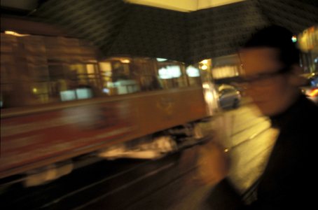 Waiting the tram, Milan, The night tramlines, Lombardy, Italy