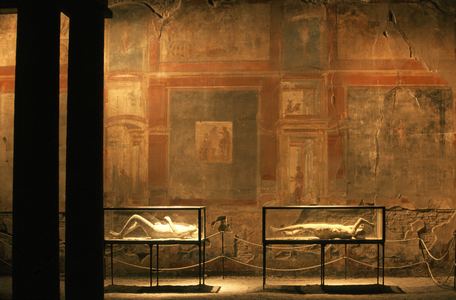 Frescoes at the “” Tempio dei Lari Pubbilci””, Pompei, Campania, Italy